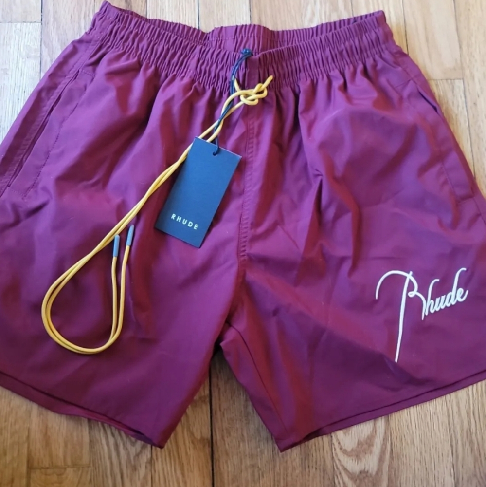 AUTHENTIC RHUDE Logo Bordeaux Swim Shorts New With Tags.